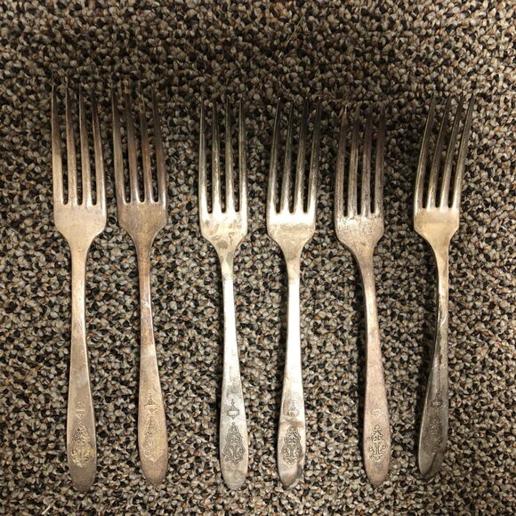 community Other - Set of 6 Bird of Paradise by Community, Silverplate Dinner Forks Art Deco